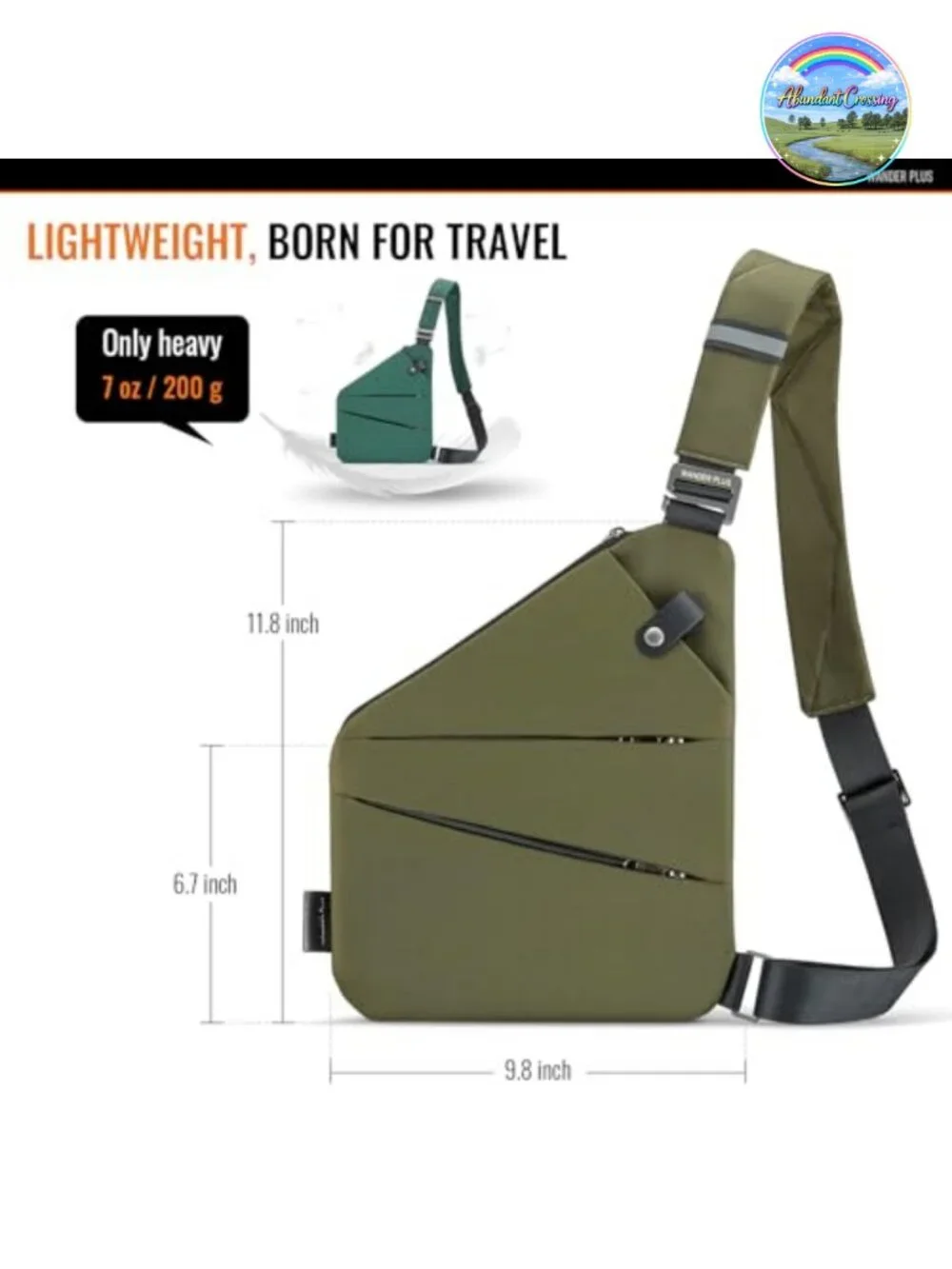 Anti Theft Crossbody Sling Bag Travel Waterproof Nylon Multi-Pocket